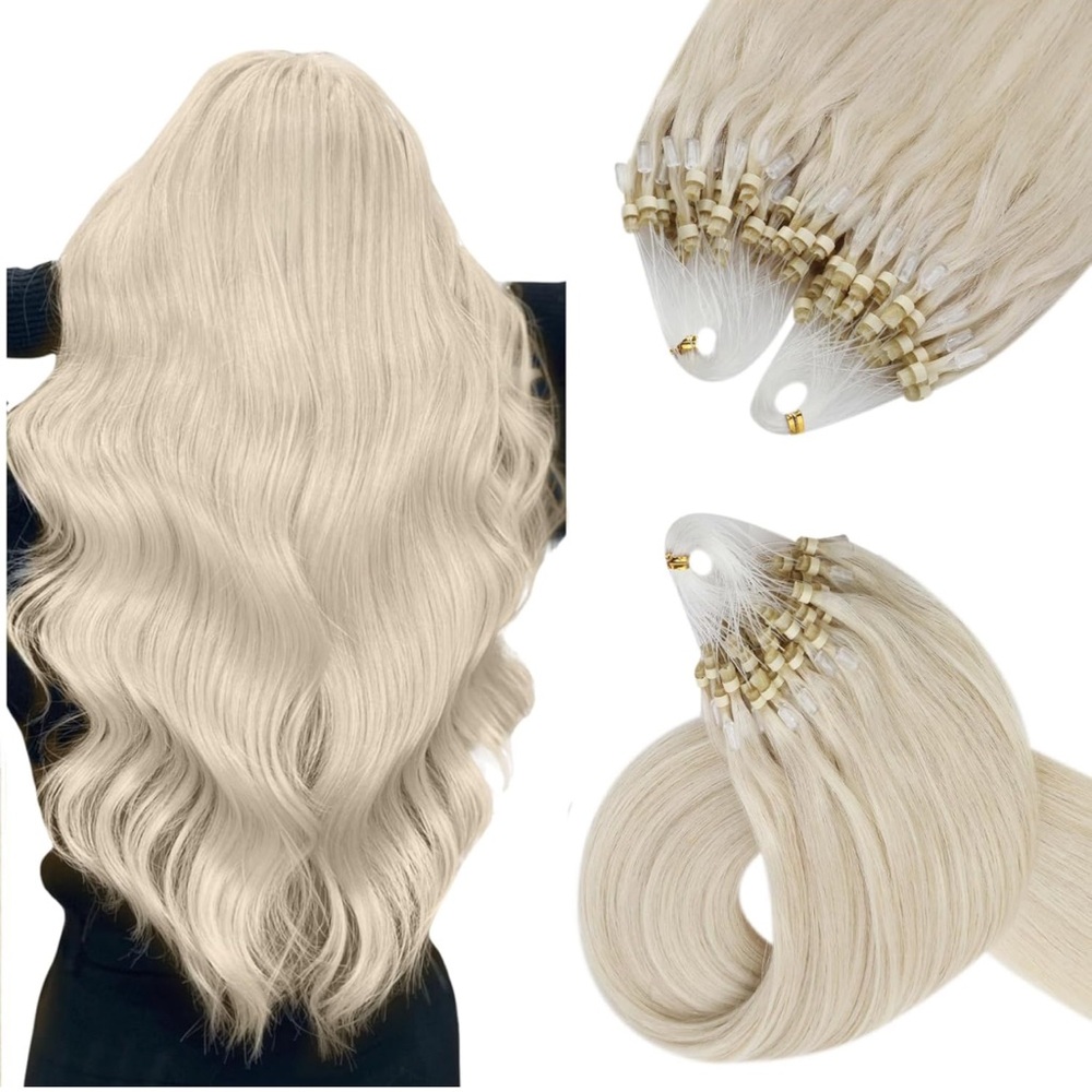 Platinum Blonde Micro Ring human Hair Extensions  22 inch 50s 50g